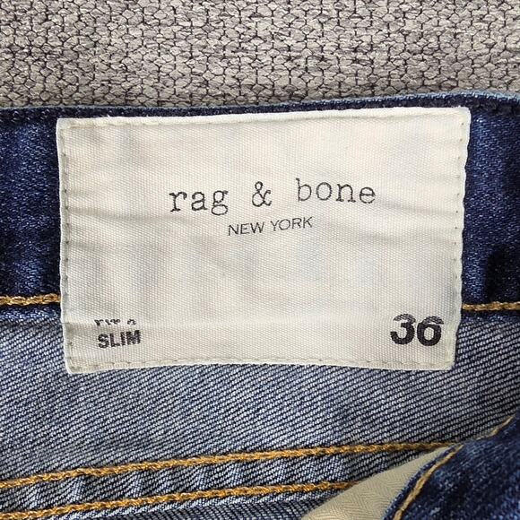 RAG & BONE NEW YORK MEN'S BLUE FIT 2 SLIM JEANS SIZE 36 THROOP COTTON BLEND - Picture 8 of 12